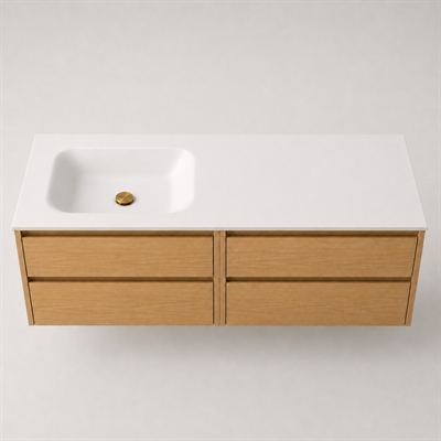 Corian plan vasque 142 cm incl. vasque Lux, gauche, Glacier White