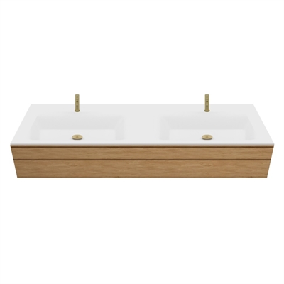 Tablette de lavabo Corian sur mesure pour salle de bain, lavabo Type 7 inclus, Glacier White